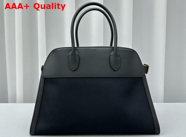 The Row Soft Margaux 15 Bag in Black Canvas and Leather Replica