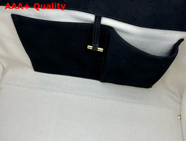 The Row Soft Margaux 15 Bag in Black Suede Leather Replica