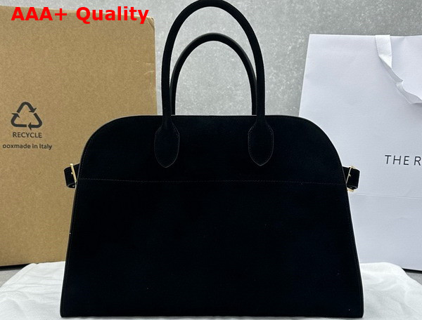 The Row Soft Margaux 15 Bag in Black Suede Leather Replica