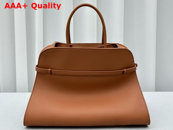 The Row Soft Margaux 15 Bag in Brown Leather Replica