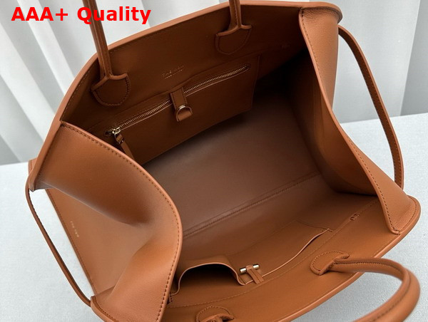 The Row Soft Margaux 15 Bag in Brown Leather Replica