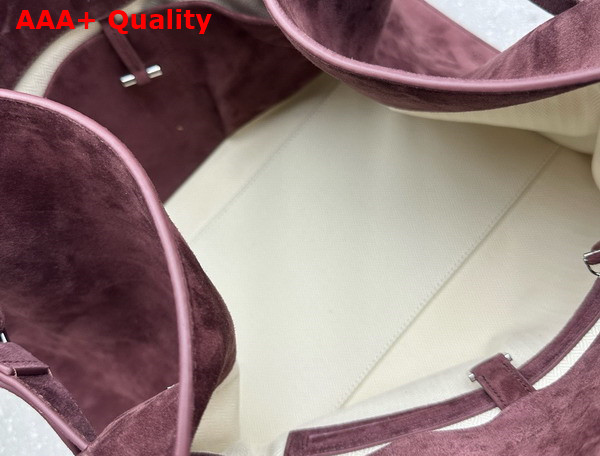 The Row Soft Margaux 15 Bag in Burgundy Suede Leather Replica