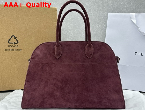 The Row Soft Margaux 15 Bag in Burgundy Suede Leather Replica