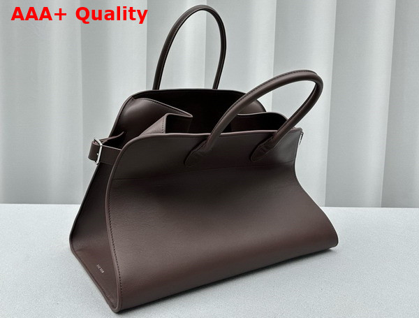 The Row Soft Margaux 15 Bag in Chocolate Smooth Saddle Leather Replica