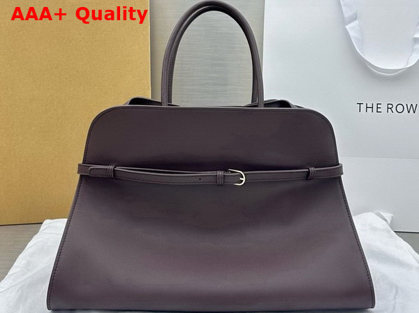 The Row Soft Margaux 15 Bag in Dark Brown Leather Replica