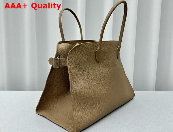 The Row Soft Margaux 15 Bag in Dark Taupe Grained Calfskin Leather Replica