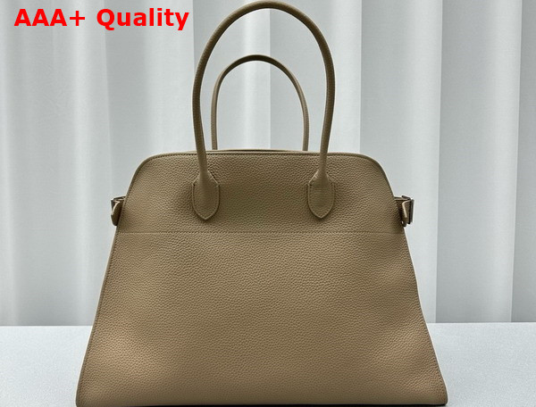 The Row Soft Margaux 15 Bag in Dark Taupe Grained Calfskin Leather Replica
