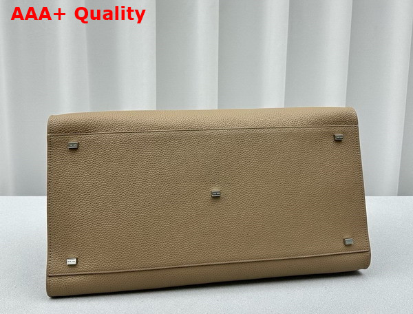 The Row Soft Margaux 15 Bag in Dark Taupe Grained Calfskin Leather Replica