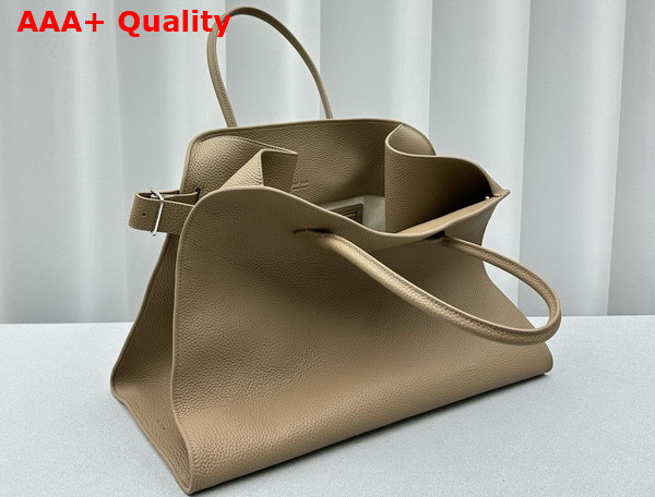 The Row Soft Margaux 15 Bag in Dark Taupe Grained Calfskin Leather Replica