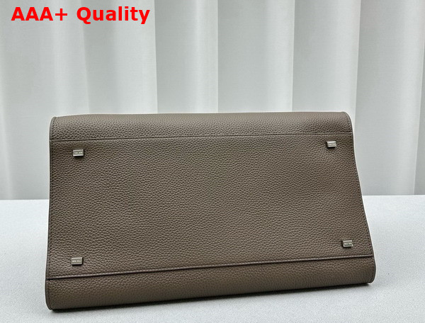 The Row Soft Margaux 15 Bag in Elephant Grey Grained Calfskin Leather Replica