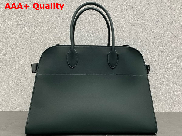 The Row Soft Margaux 15 Bag in Green Polished Saddle Leather Replica