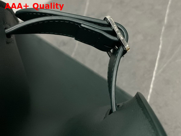 The Row Soft Margaux 15 Bag in Green Polished Saddle Leather Replica