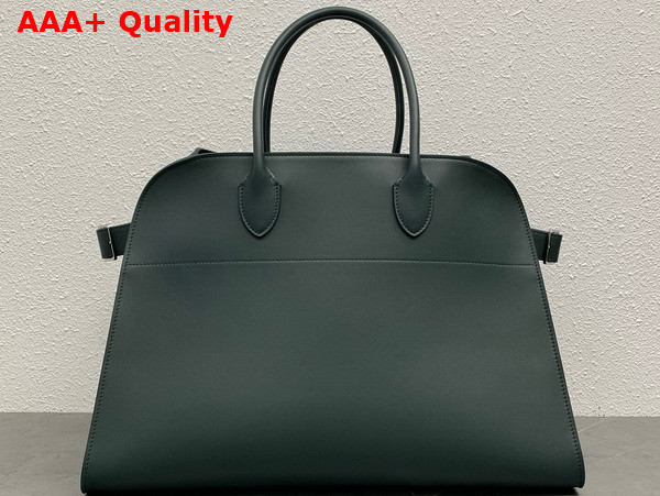 The Row Soft Margaux 15 Bag in Green Polished Saddle Leather Replica