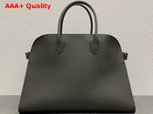The Row Soft Margaux 15 Bag in Grey Polished Saddle Leather Replica