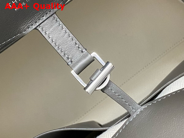 The Row Soft Margaux 15 Bag in Grey Polished Saddle Leather Replica