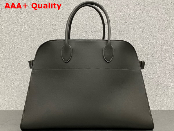 The Row Soft Margaux 15 Bag in Grey Polished Saddle Leather Replica