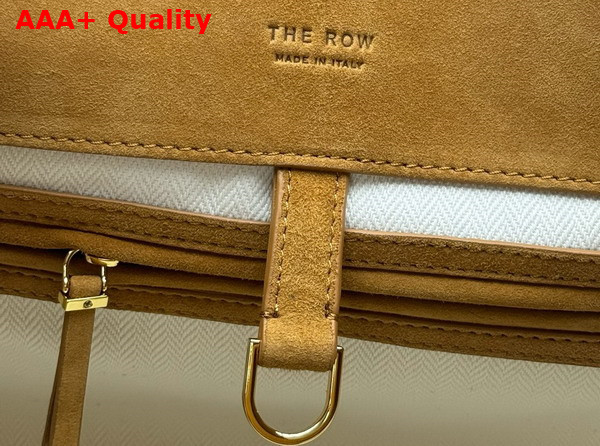 The Row Soft Margaux 15 Bag in Light Brown Suede Leather Replica