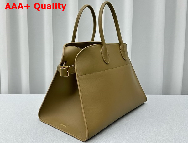 The Row Soft Margaux 15 Bag in Olive Green Smooth Saddle Leather Replica