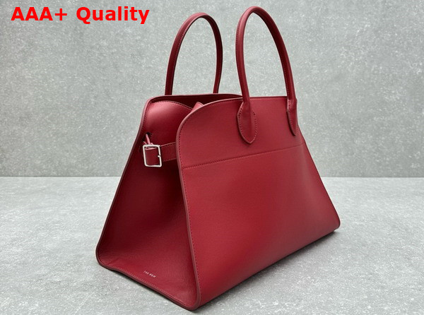 The Row Soft Margaux 15 Bag in Red Polished Saddle Leather Replica