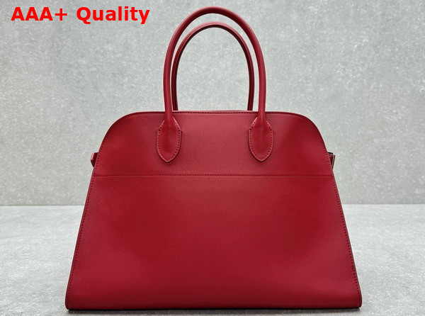 The Row Soft Margaux 15 Bag in Red Polished Saddle Leather Replica