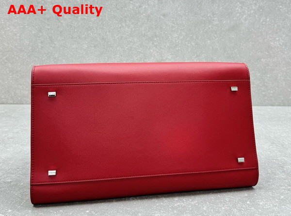 The Row Soft Margaux 15 Bag in Red Polished Saddle Leather Replica