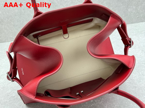 The Row Soft Margaux 15 Bag in Red Polished Saddle Leather Replica