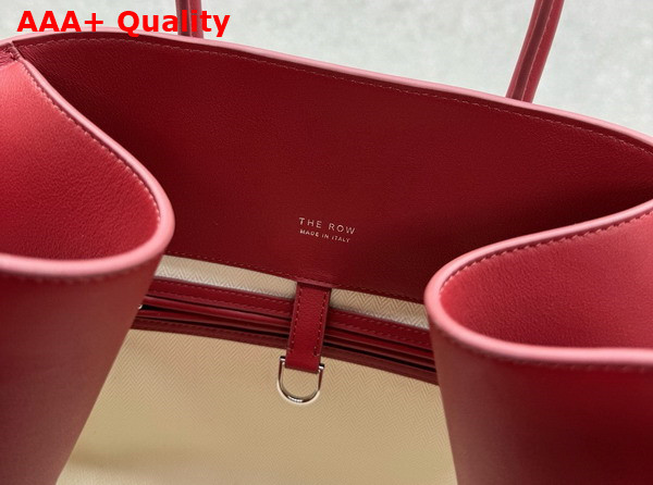 The Row Soft Margaux 15 Bag in Red Polished Saddle Leather Replica