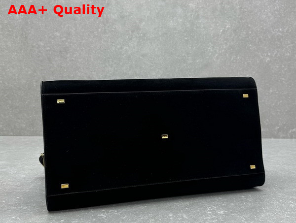 The Row Soft Margaux 17 Bag in Black Suede Replica