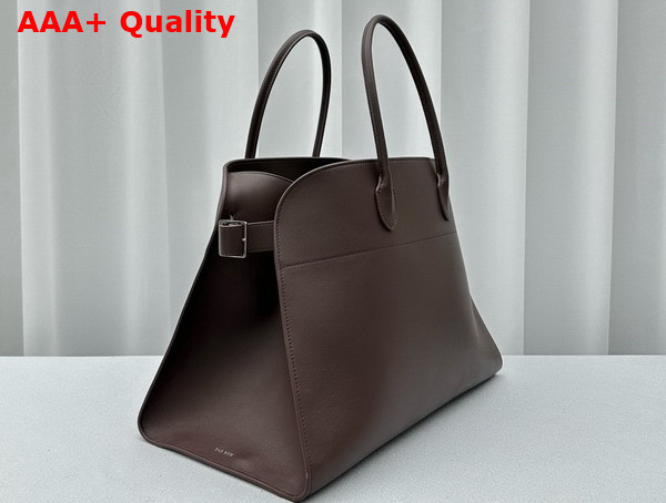 The Row Soft Margaux 17 Bag in Chocolate Polished Saddle Leather Replica