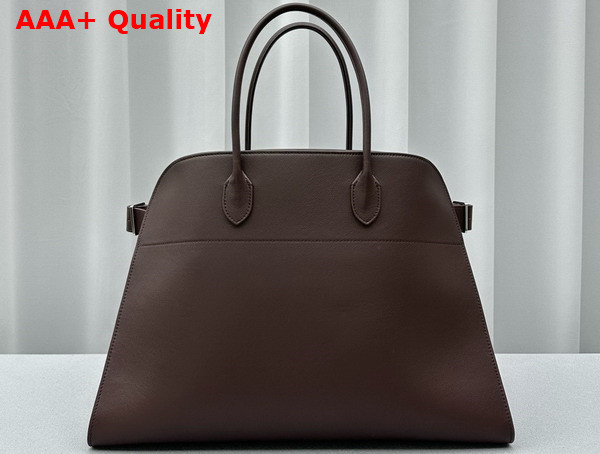 The Row Soft Margaux 17 Bag in Chocolate Polished Saddle Leather Replica