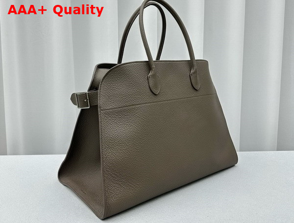 The Row Soft Margaux 17 Bag in Elephant Grey Grained Calfskin Replica