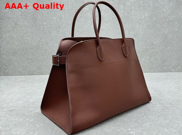 The Row Soft Margaux 17 Bag in Mocha Brown Grained Calfskin Leather Replica