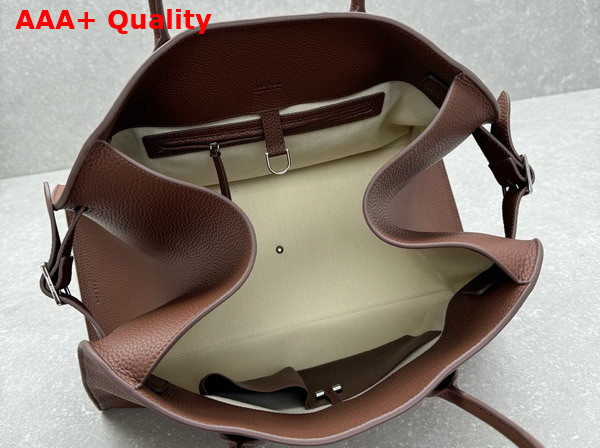 The Row Soft Margaux 17 Bag in Mocha Brown Grained Calfskin Leather Replica