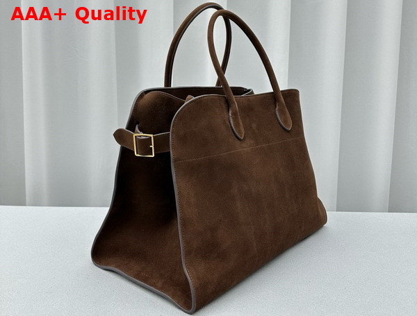 The Row Soft Margaux 17 Bag in Mocha Suede Replica