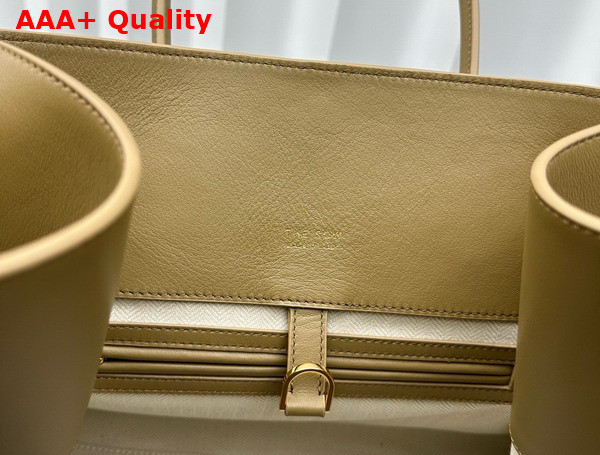 The Row Soft Margaux 17 Bag in Olive Green Polished Saddle Leather Replica