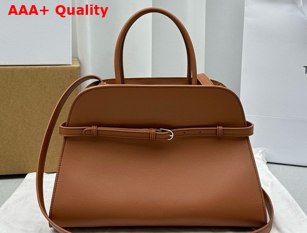 The Row Soft Margaux Belt 12 Bag in Cuir Smooth Saddle Leather Replica