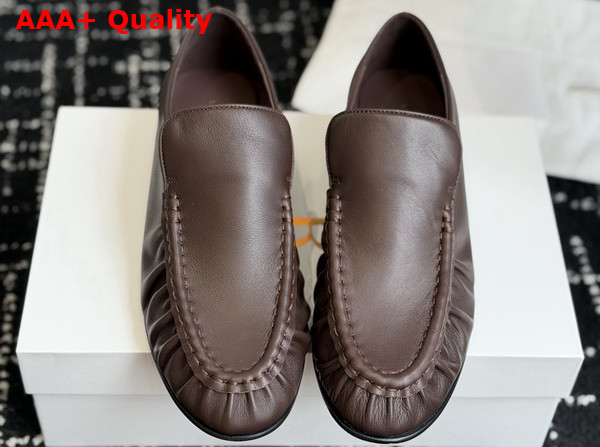 The Row Soft Mocassin Two Lacquer Brown Nappa Leather Replica