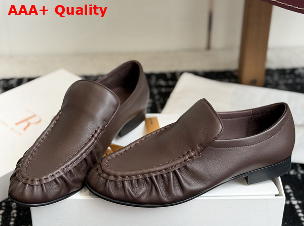 The Row Soft Mocassin Two Lacquer Brown Nappa Leather Replica