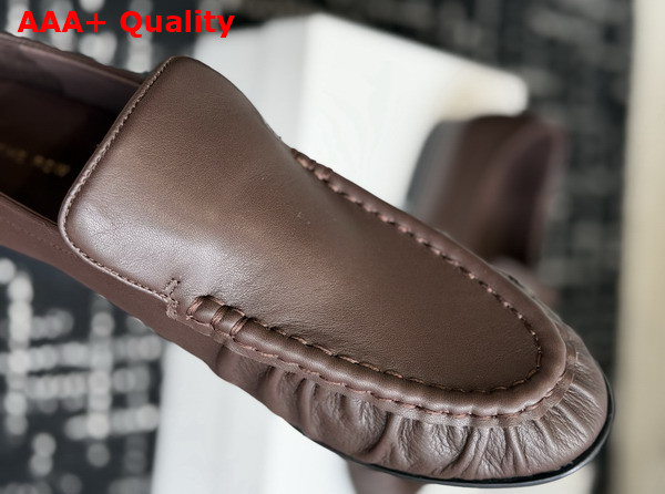 The Row Soft Mocassin Two Lacquer Brown Nappa Leather Replica
