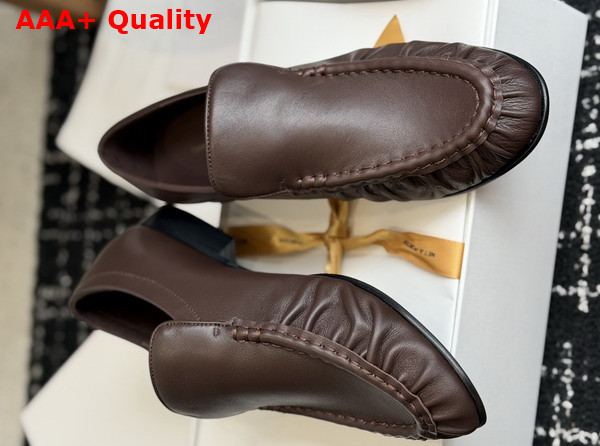 The Row Soft Mocassin Two Lacquer Brown Nappa Leather Replica