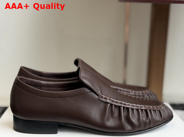 The Row Soft Mocassin Two Lacquer Brown Nappa Leather Replica