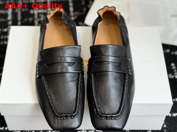 The Row Soft Mocassin in Black Nappa Leather Replica