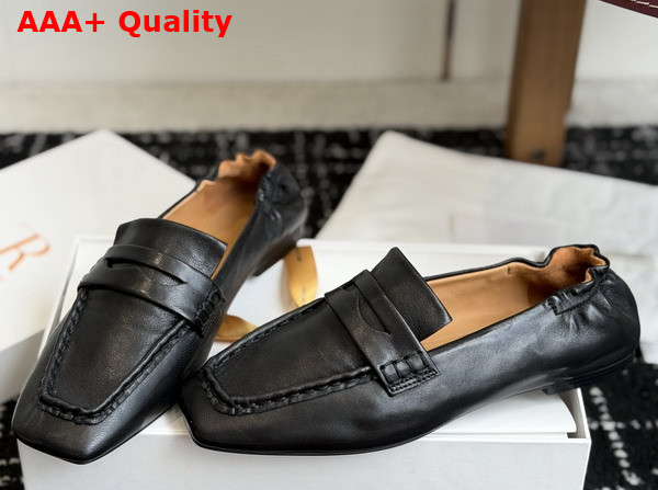 The Row Soft Mocassin in Black Nappa Leather Replica