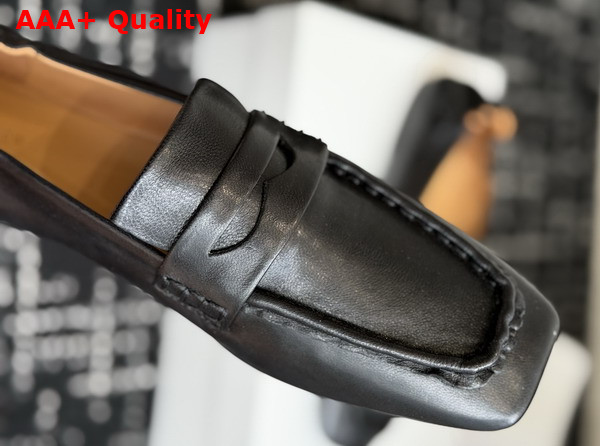 The Row Soft Mocassin in Black Nappa Leather Replica