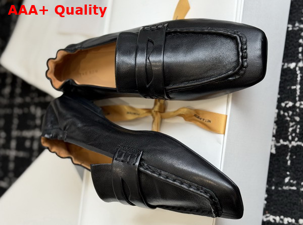 The Row Soft Mocassin in Black Nappa Leather Replica