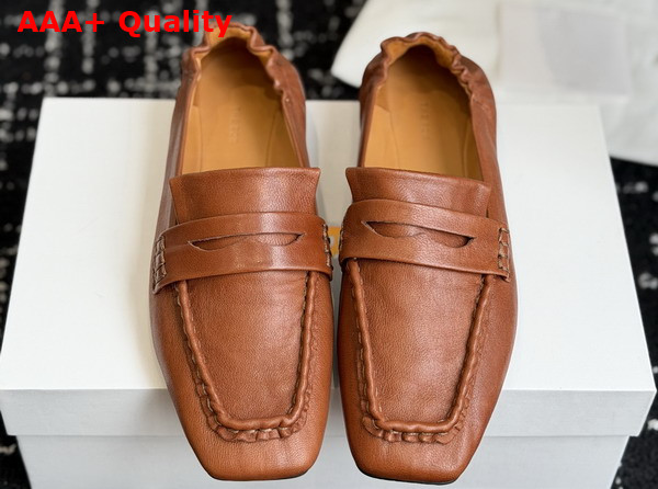 The Row Soft Mocassin in Brown Nappa Leather Replica