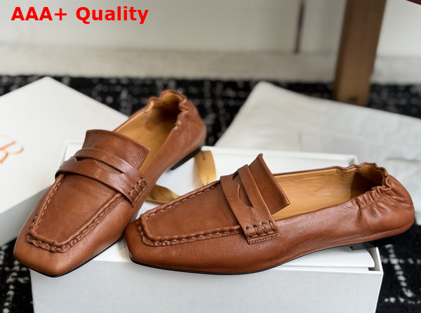 The Row Soft Mocassin in Brown Nappa Leather Replica