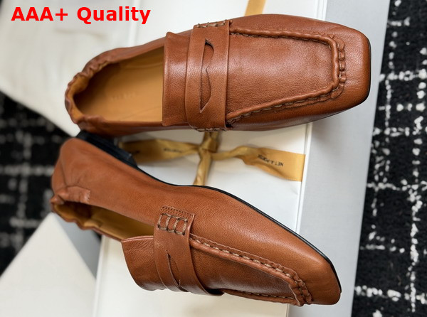 The Row Soft Mocassin in Brown Nappa Leather Replica