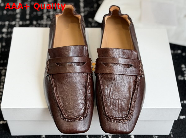 The Row Soft Mocassin in Dark Brown Nappa Leather Replica