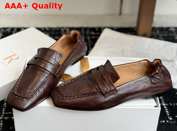 The Row Soft Mocassin in Dark Brown Nappa Leather Replica